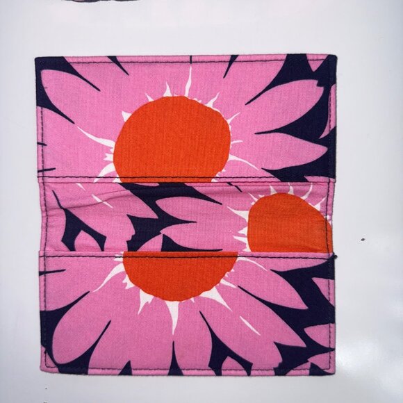 Vera Bradley Raspberry Medallion Tote Set Purse Wallet Cosmetic Bag Pink Orange - Picture 5 of 10